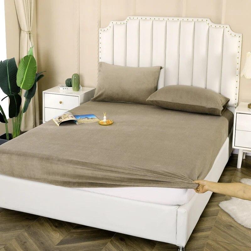 Регулируемая простыня из молочного бархата 135x190, простыня на резинке, 160x200, сплошной цвет, для зимней спальни