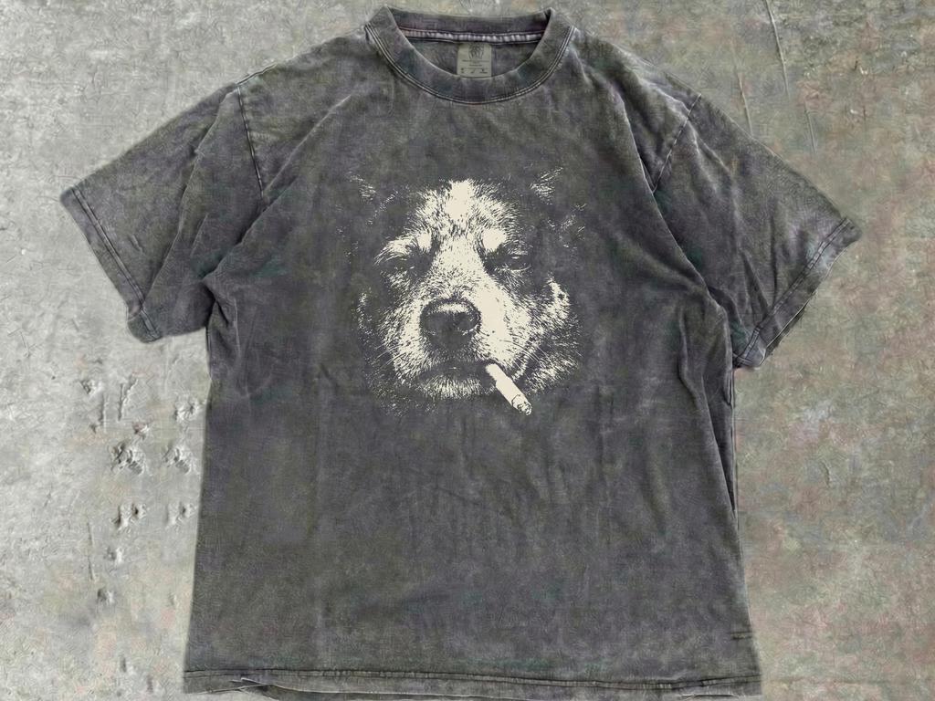 Smoking Blue Heeler Shirt, Vintage Y2K Grunge Australian Cattle Dog Graphic, Funny Dog Face Shirt, Comfort Colors® Edgy Meme, Gift Dog Lover