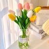PU Tulip Simulation Flower - Decorative Plastic Bouquet for Living Room, Dining Table Ornaments, and Photo Props.