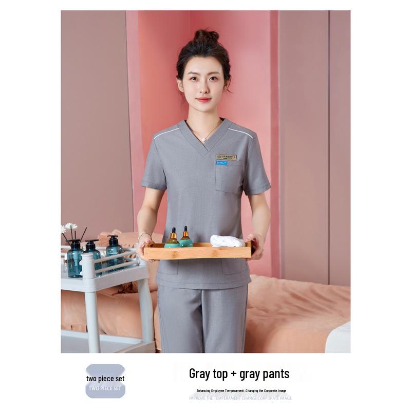 Unisex High-End Spa & Sauna Uniform Set for Beauty Technicians and Postpartum Recovery Specialists.