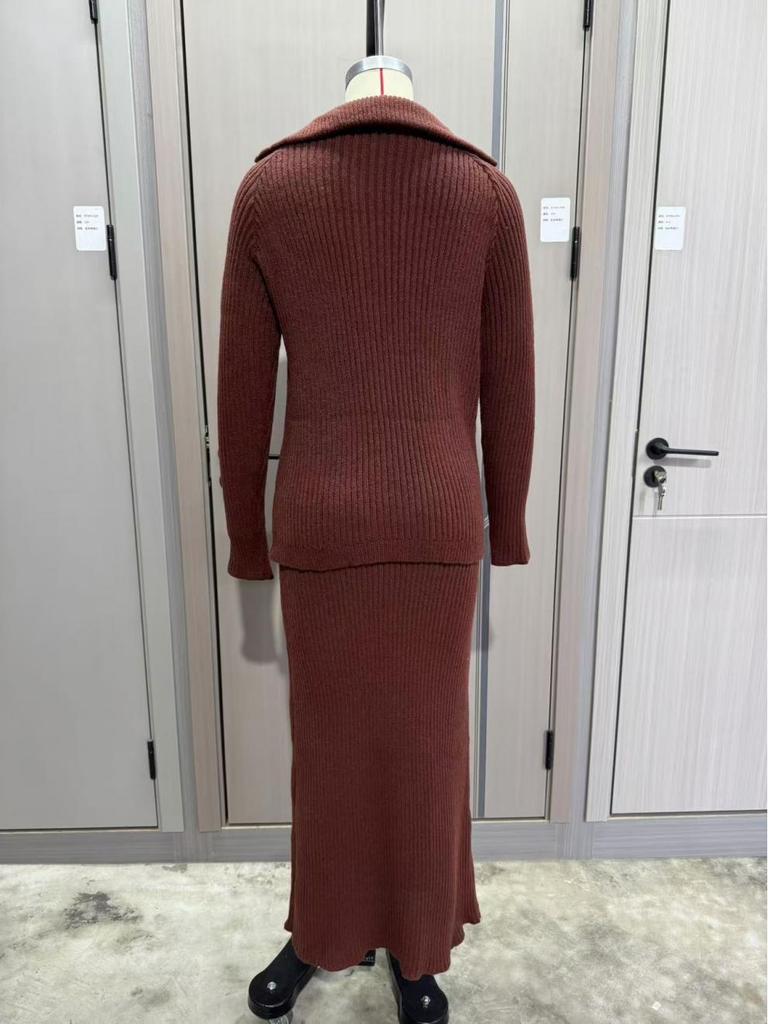 Женский вязаный комплект: свитер и юбка миди – Осенняя коллекция 2025, европейская/американская мода