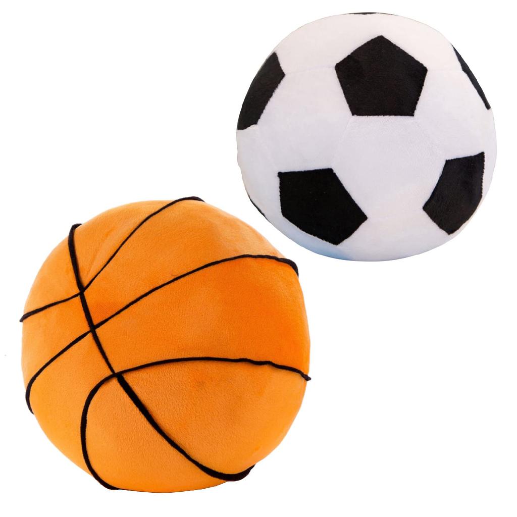Famimueno Ball Cushion Plush Pillow, Fluffy and Soft, Perfect for Naps, Home Decor, and Gifts (Orange Basketball + Black and White Soccer Ball)