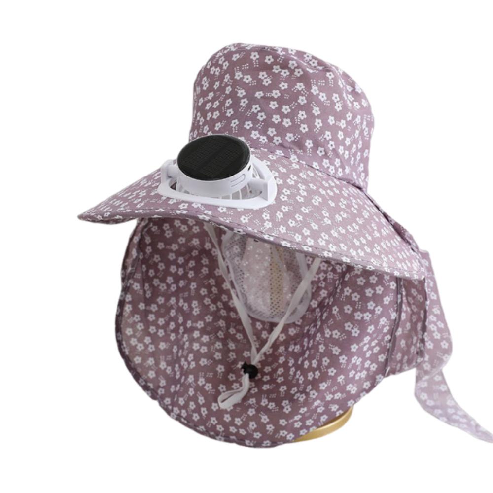 UV Protection Wide Brim Fan Hat Elastic Cooling Sunshade Hat Solar Fan Hat Camping
