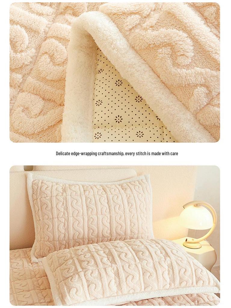 Зимний утолщенный наматрасник из тафты и бархата - Мягкое молочное бархатное постельное белье для общежития, односпальный или двуспальный