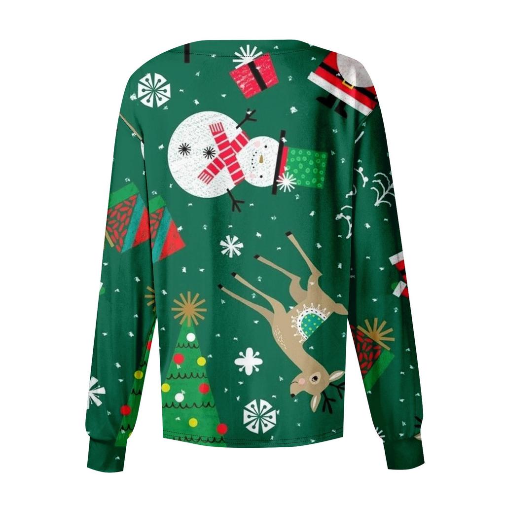 Women's Casual Long Sleeve Single Breasted Christmas Printed Dry-nurse Top