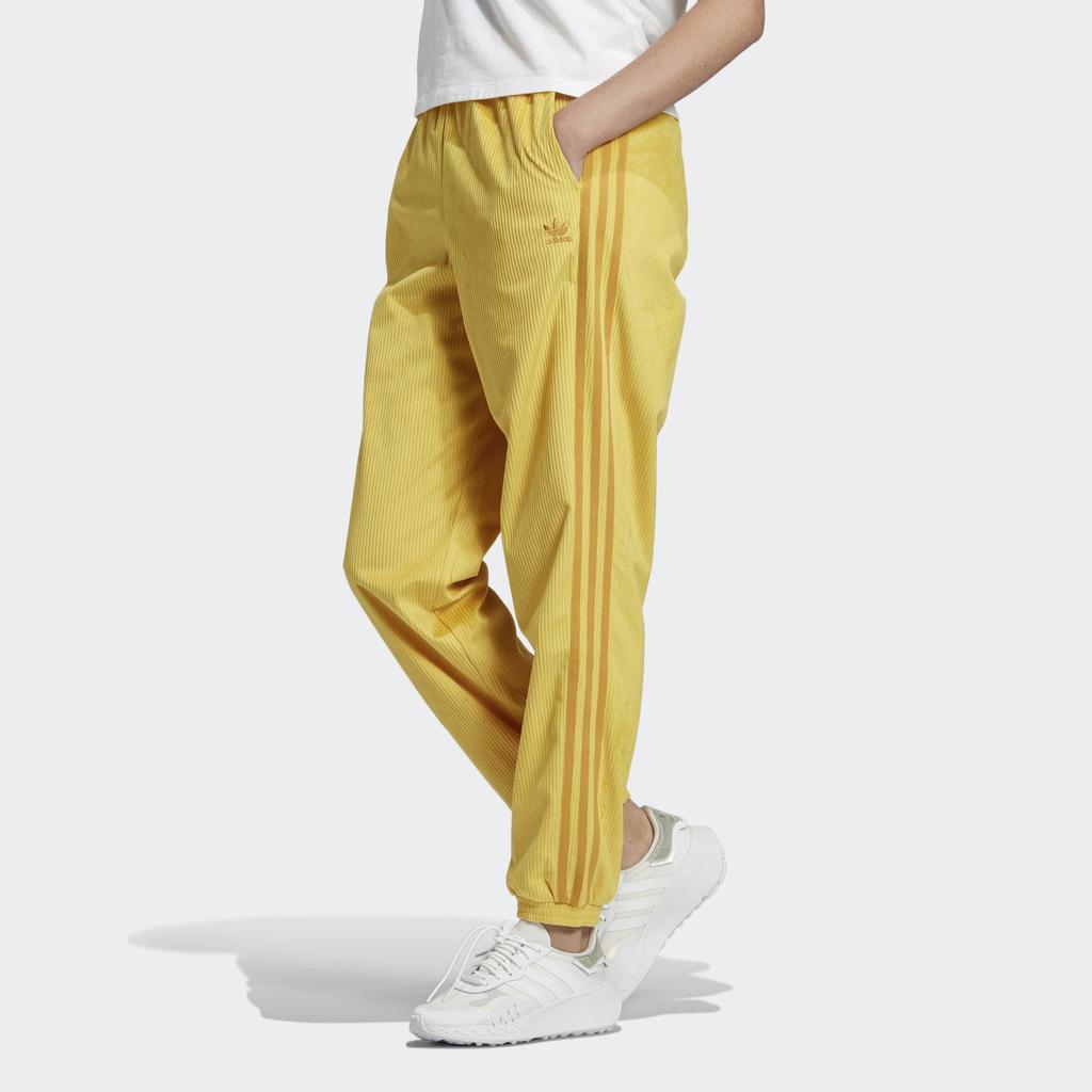 adidas Женские вельветовые спортивные штаны Originals с 3 полосками, желтые GU0805