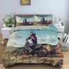 Top New Motocross King Queen Bedding Set Off-Road Race Motorcycle Duvet Cover Dirt Bike Rider Polyester Comforter Cover