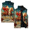 Men's Casual And Fashionable Sleeveless Vest, Solid-color Printed Cotton Jacket