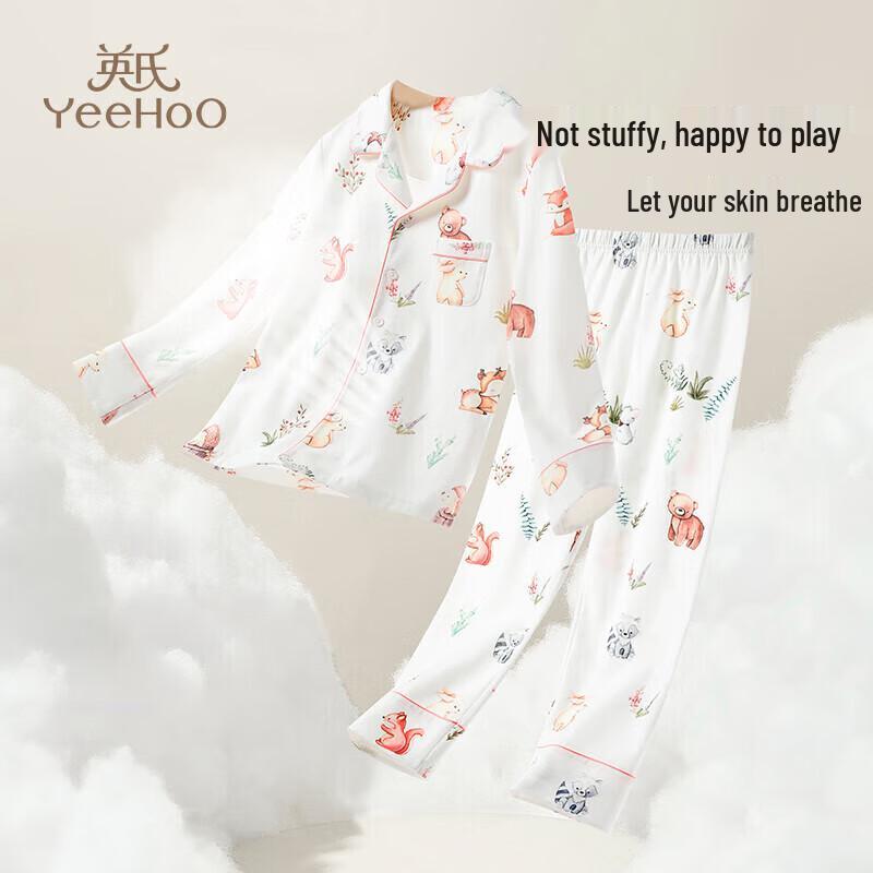 YEEHOO Детский хлопковый пижамный комплект с принтом лисы, с длинным рукавом