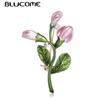 Exquisite Pink Tulip Flower Shape Brooch Crystal Enamel Brooches For Women Girls Banquet Dress Suit Collar Pins