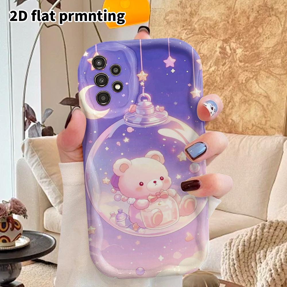 Phone Case: 2D Flat Samsung Galaxy A34 A35 M05 M06 S20 S22 S21 FE Plus 5G Protective Case, Couples Style, Glass Bottle Bear, Christmas and Halloween G