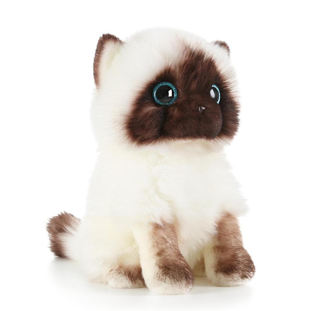 21 см имитация сиамских игрушек для домашнего декора, плюшевая игрушка для детей, коричневые S-образные глаза, белые и подарки Sequ Z3X3