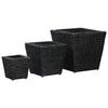 Set of Raised Planters In Water Hyacinth - vidaXL - Black - 40cm, 30cm, 20cm