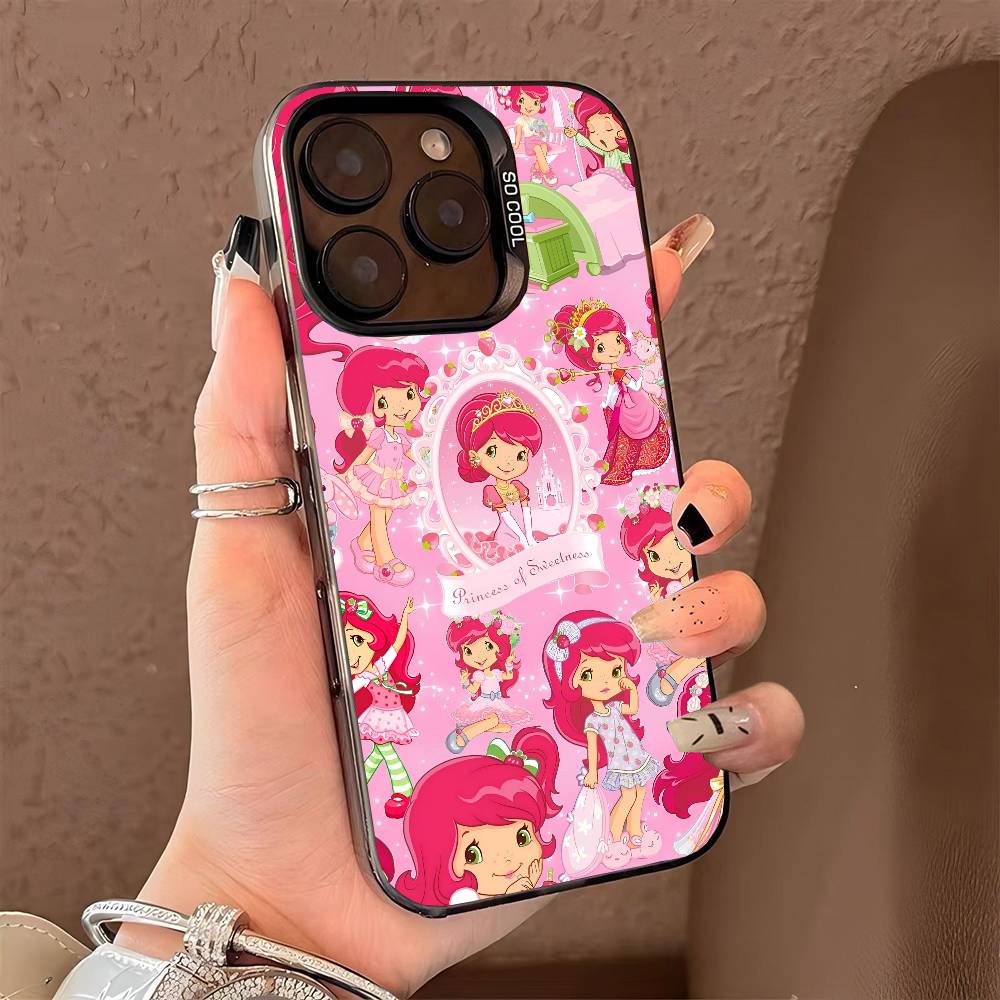 Чехол для телефона Клубничный Ш-Шорткейк для iPhone 17 17Air 16 15 14 13 12 11 Pro Max Plus Цветной Серебристый