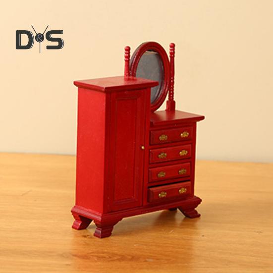 Мини-комод для кукольного домика, винтажный миниатюрный комод с ящиками, мини-мебель, туалетный столик для декора спальни кукольного домика