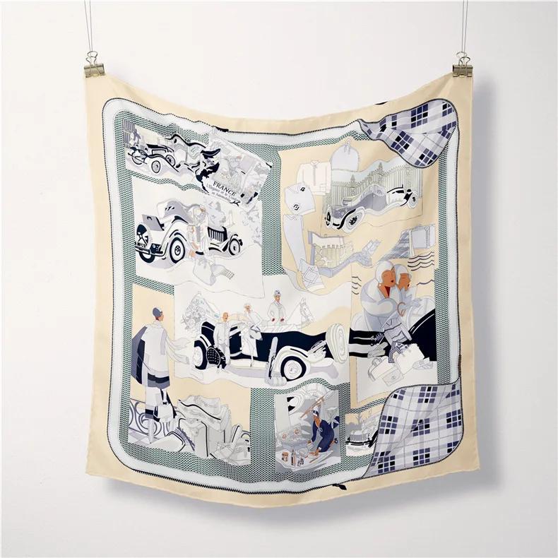 Luxury Print Silk Square Scarf Women Spring Neck Tie Shawl Wraps Female 53cm Hair Hand Wrist Headkercheif Hijab Bandana
