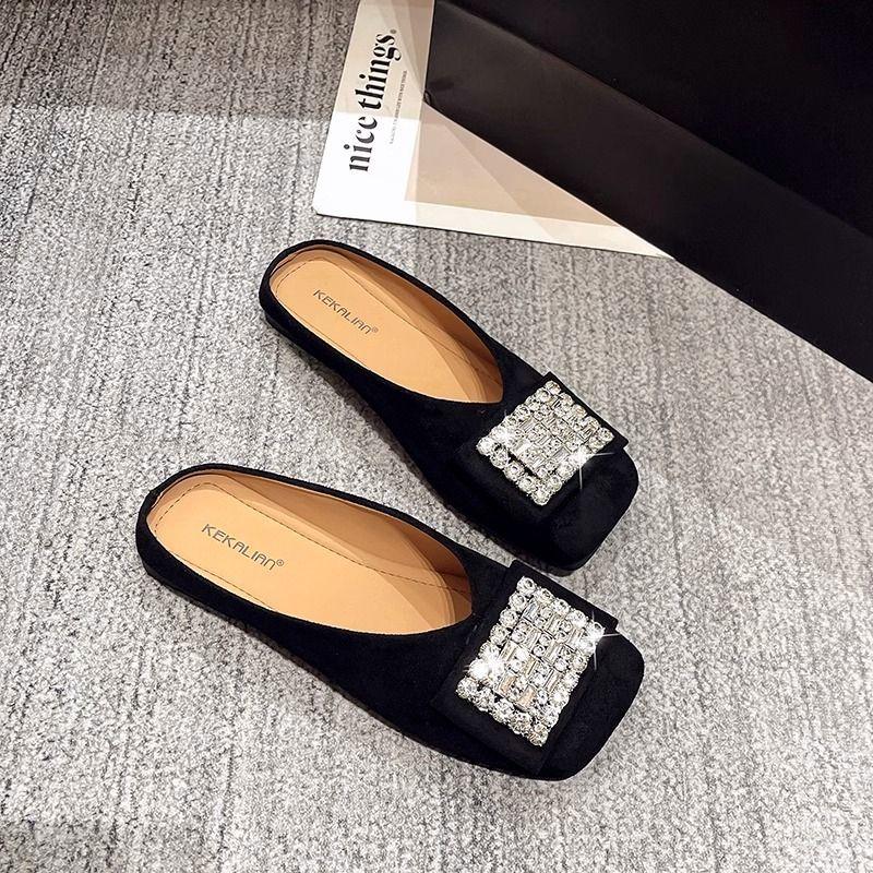 Модные женские шлепанцы с квадратным носком и стразами и женские сандалии Новые модные шлепанцы в продаже Шикарные элегантные туфли по низкой цене Акция