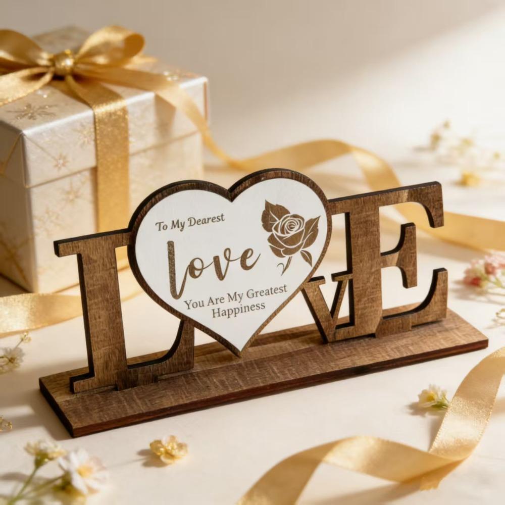 Handicraft Wooden Ornament Love Platform Commemorative Gift Wooden Letter Set Home Decoration Wooden Material Wooden Crafts