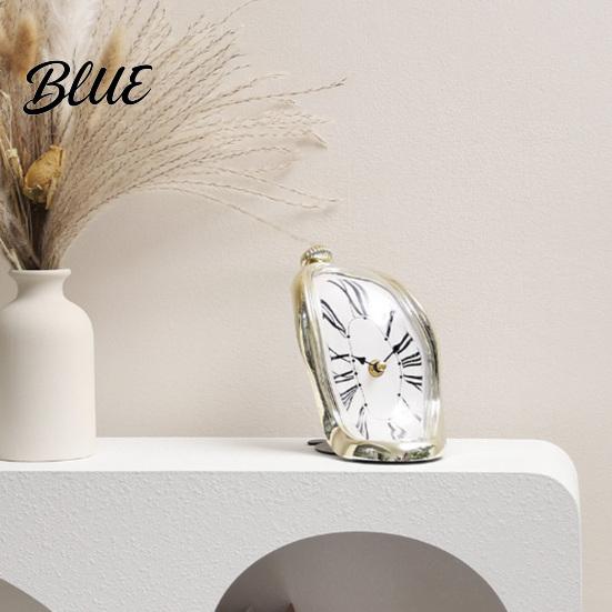 Living Room Wall Clock Modern Distorted Melting Clock Arabic/Roman Numeral Table Silent Decorative Timepiece Non-Ticking for Bedroom Office