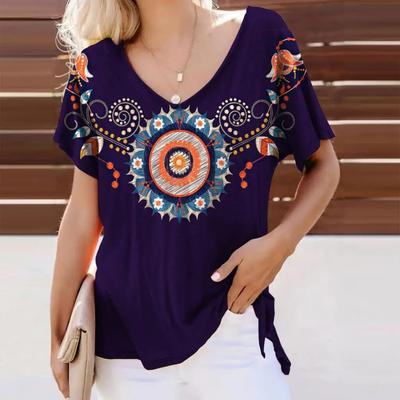 Летний этнический стиль 3D принтованный топ модные повседневные женские футболки с короткими рукавами