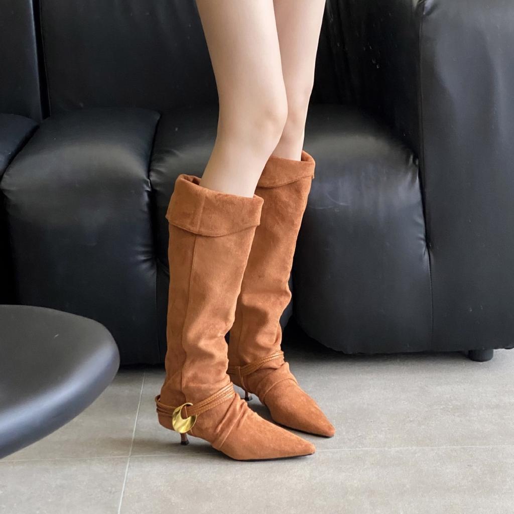 2025 Autumn New European and American Pointed Head Thin Heel Short Heel Temperament French Fashion Sexy and Thin Two Wear Women's Boots