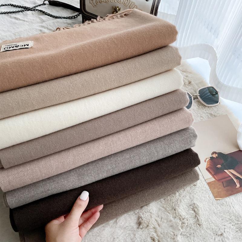 Зимний женский шарф, женские роскошные брендовые шарфы, женская бандана с кисточками, женская однотонная шаль