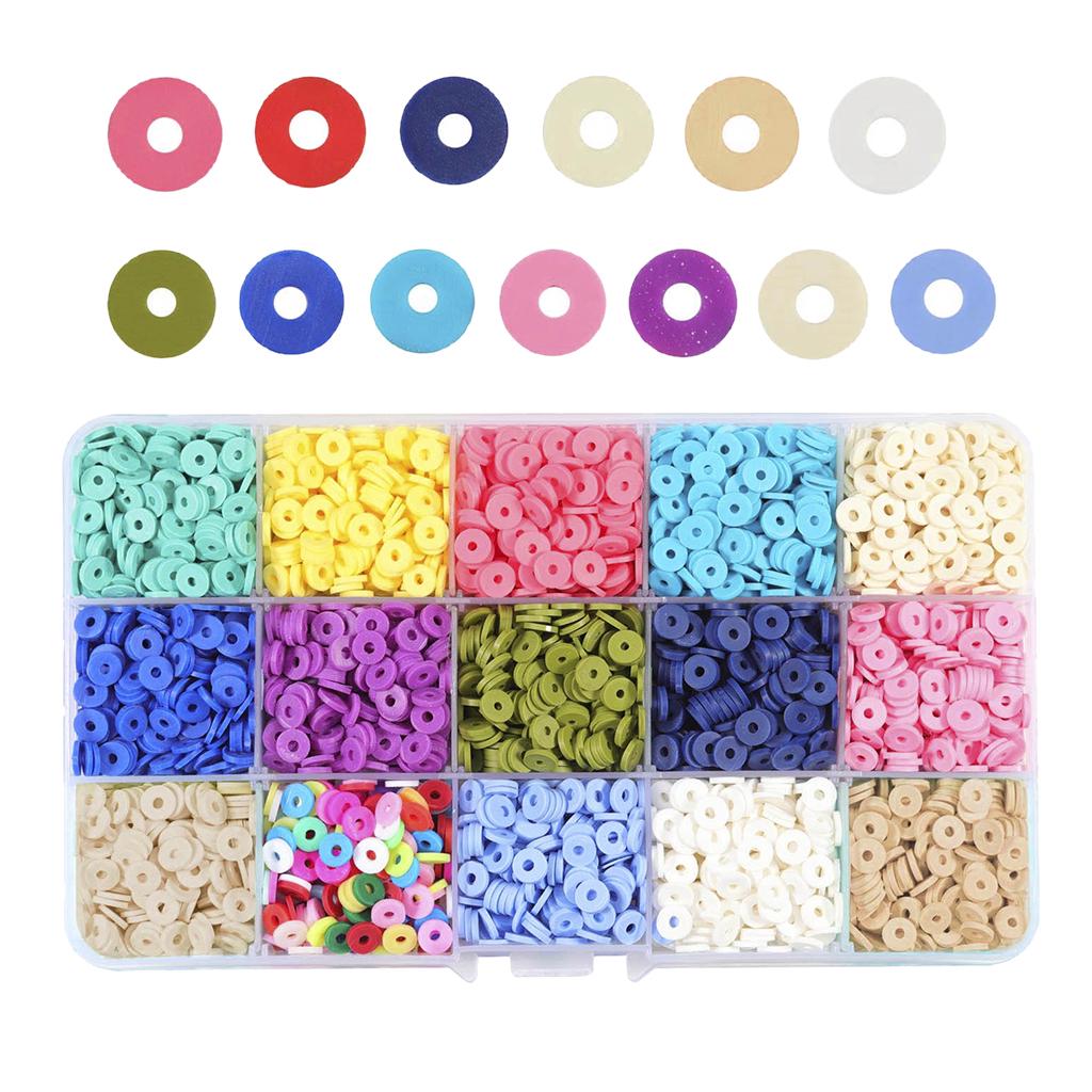 36000 шт. плоские круглые бусины-разделители из полимерной глины для изготовления ювелирных изделий, браслетов, ожерелья, сережек, фурнитура «сделай сам», ремесло с пластиковой коробкой для хранения