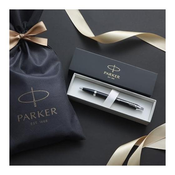 Шариковая ручка PARKER IM, Матовый черный CT, Средний стержень, Чернила на масляной основе, Подарочная коробка с пакетом и логотипом бренда, Премиум, Официальная, 2143442Z V4.