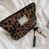 Leopard Print Corduroy Cosmetic & Clutch Bag – Women's Portable Toiletries Storage