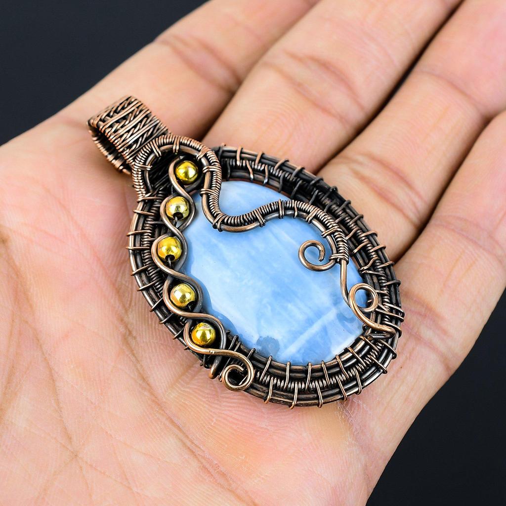 Owyhee опал драгоценный камень чистая медная проволока обернутая подвеска ручной работы ювелирные изделия для подарка