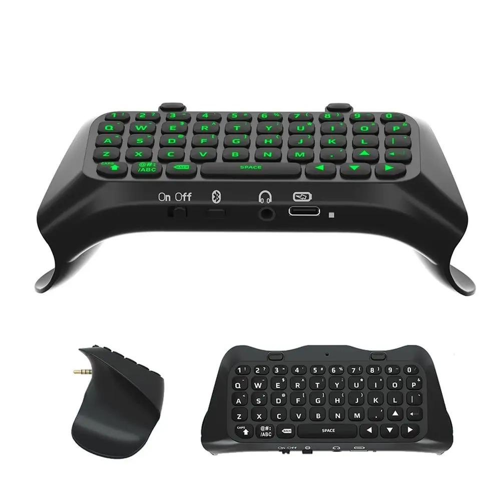Keyboard for PS5 Edge Controller with Green Backlight, Bluetooth 3.0 Mini Portable Message Keypad Chatpad, Built-in Speaker & 3.5mm Audio Jack