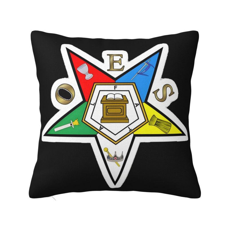 Подушка с вышивкой OES (Орден Восточных Звезд) 45x45 см Велюровая Современные Наволочки для Автомобиля Дивана