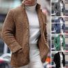 Men Vintage Stand Collar Sweater Jacket Casual Single Breasted Stand Collar Long Sleeve Pockets Slim Sweater Coat