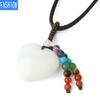 Natural Crystal Heart Pendant Necklace Short Tassel Seven Chakras Necklace Texture Jewelry
