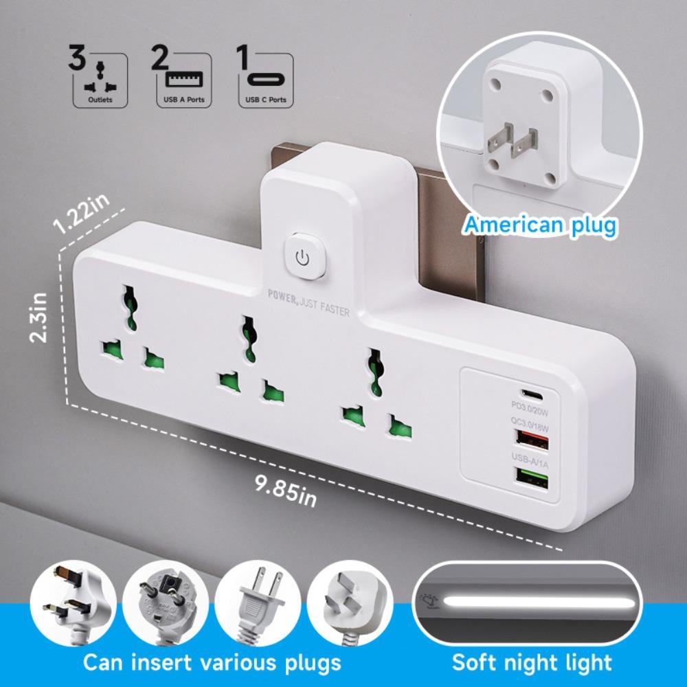Type C AC Outlet Power Strip EU UK US Plug Extension Plug Adapter Home Office