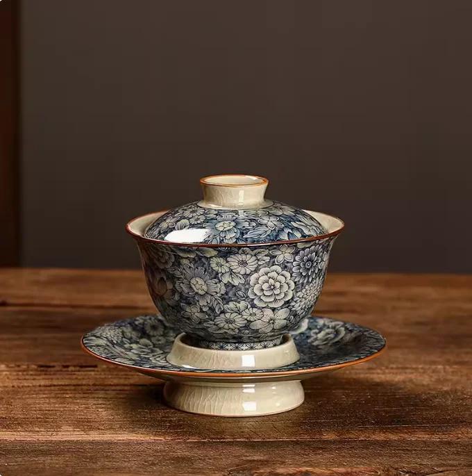 Сине-белая керамика Ru Kiln, чаша Three Talent, бытовая китайская чайная чаша, ретро-чайник, 1 шт.