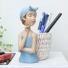 Resin Girl Collection Figurine Pen Holder Brush Holder Home Desk Storage Box Organizers and Accessories Desk Decoration Gift