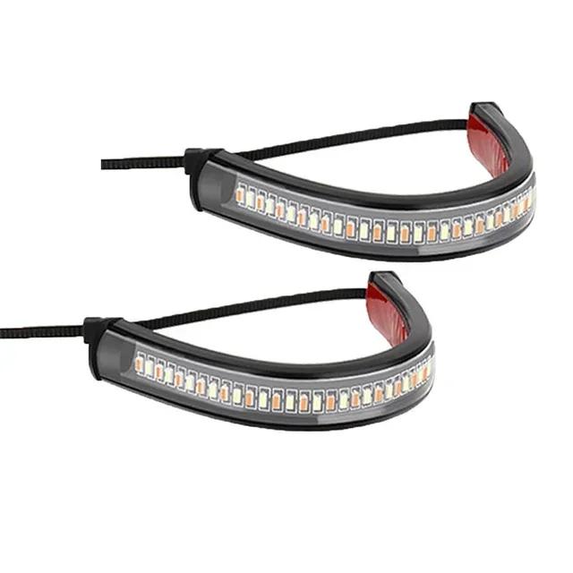 Auto 1/2Pcs 12V LED Ring Fork Strip Lamp Flashing Blinker Motorcycle Turn Signal Light & DRL Amber White Moto Flasher