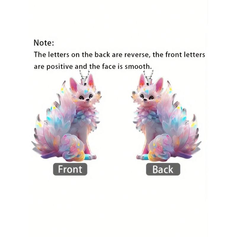 Акриловый 2D цветной принтованный брелок в форме лисы - уникальный брелок и подвесной кулон на зеркало автомобиля - праздничное украшение для вечеринки, украшения для рождественской елки