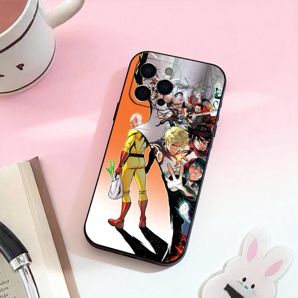 Чехол для телефона Аниме One-Punch Man Для iPhone 17,16,15,14,13,12,11 Plus,Pro Max,Мягкий Силиконовый Черный Чехол