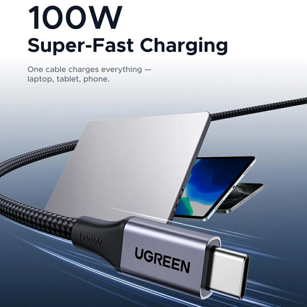 UGREEN 55517 1 м Магнитный USB C на USB C Кабель PD 100 Вт Быстрая Зарядка Data Cord для MacBook/iPhone/iPad