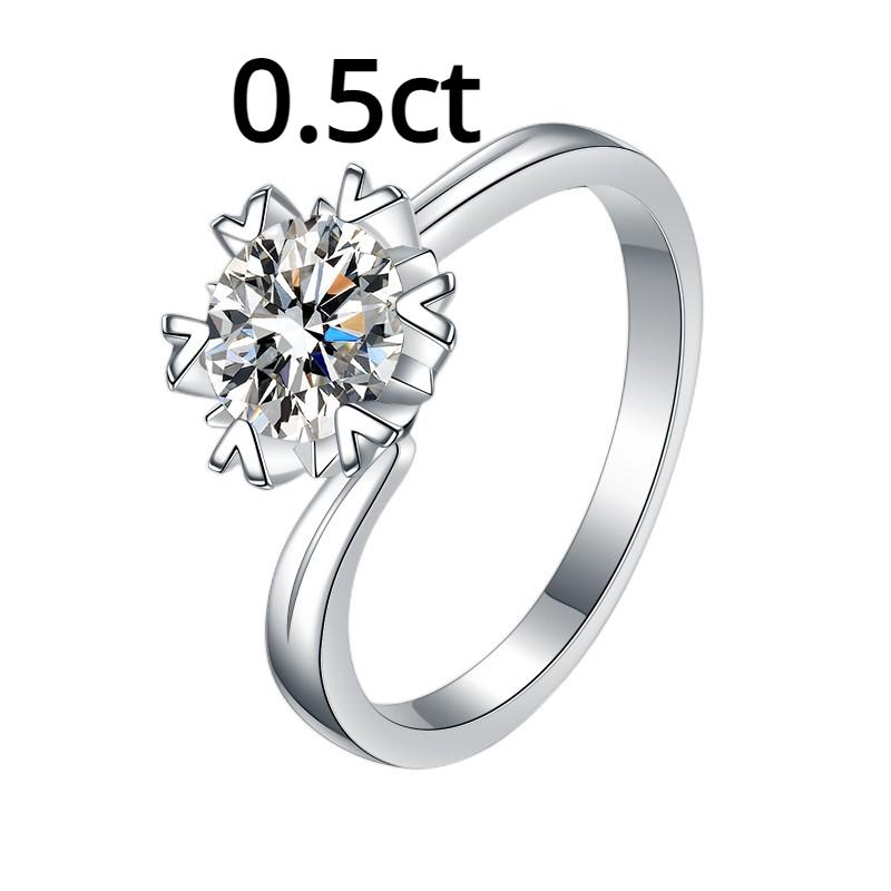 Женское кольцо с муассанитом цвета D, кольцо из стерлингового серебра S925, инкрустированное бриллиантом 1/2 карата, обручальное кольцо с шестью когтями, обручальное кольцо, подарок для подруги