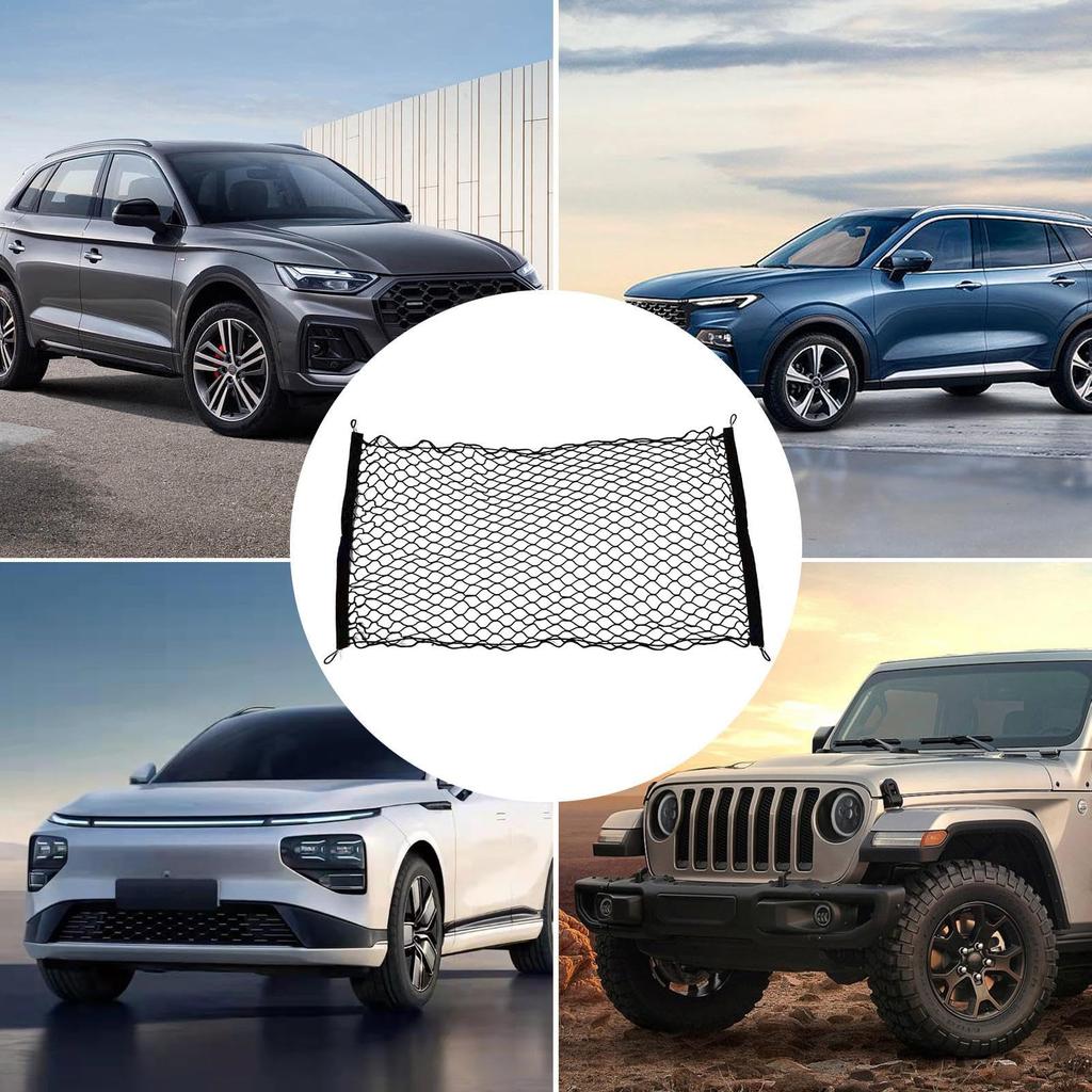 Trunk Mesh Cargo Net, Pickup with Hooks Elastic Cargo Net for Truck Bed -