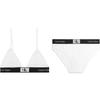 Letter Jacquard Comfortable Triangle Bra Mid-Rise Underwear Set Women Underwear White QF7217-110+QF7222-110