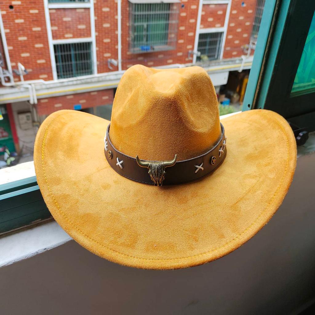 Замшевая шляпа Fedora Ковбойские шляпы в стиле вестерн Замшевая ковбойская шляпа в стиле вестерн Мужская и женская ковбойская шляпа с большими полями с каплевидным верхом