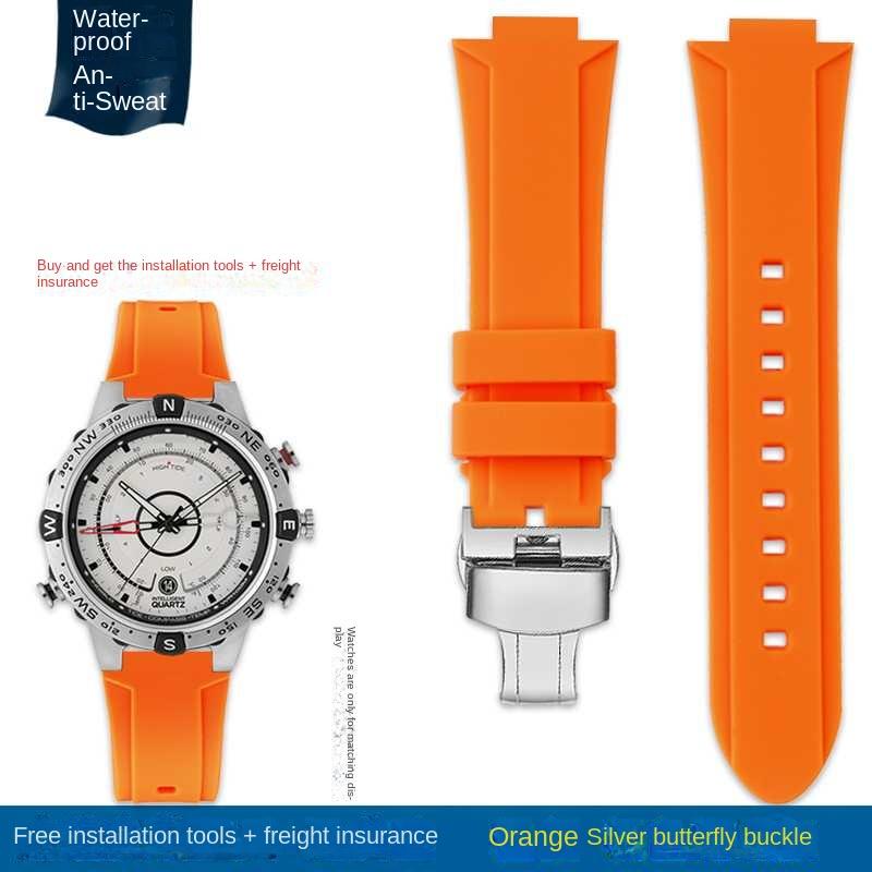 Выпуклый ремешок для часов Силиконовый браслет для timex T2N738 T2N739 T2N720 T2N721 T49706 Ремешок для часов с бабочкой Резиновый ремешок 24X16 мм