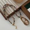 Tourmaline Beaded Necklace Jewelry Premium Ethnic Style Natural Baroque Pearl Pendant Sweater Chain Long Necklace Jewelry