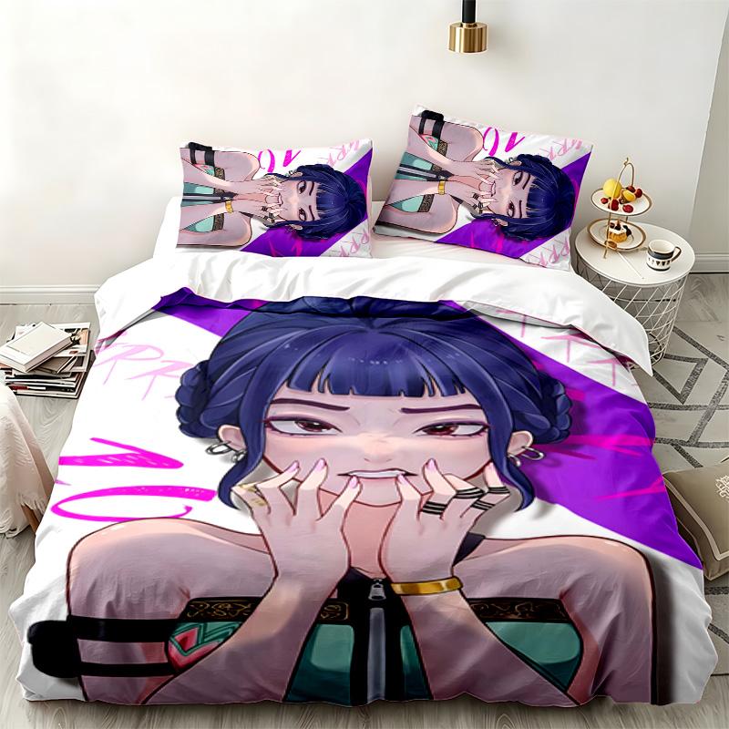 Kpop demon hunters 3pc set Perfect for bedroom use Comfortable bedding set includes a duvet cover and two pillowcases Ideal birthday or Christmas gift