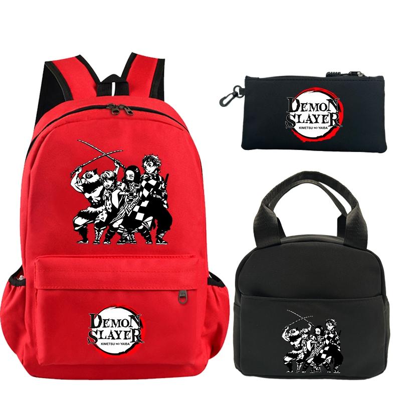 3 шт./компл. рюкзак «Убийца Демонов» с принтом, сумка для обеда, пенал для подростков, детский школьный рюкзак для девочек и мальчиков