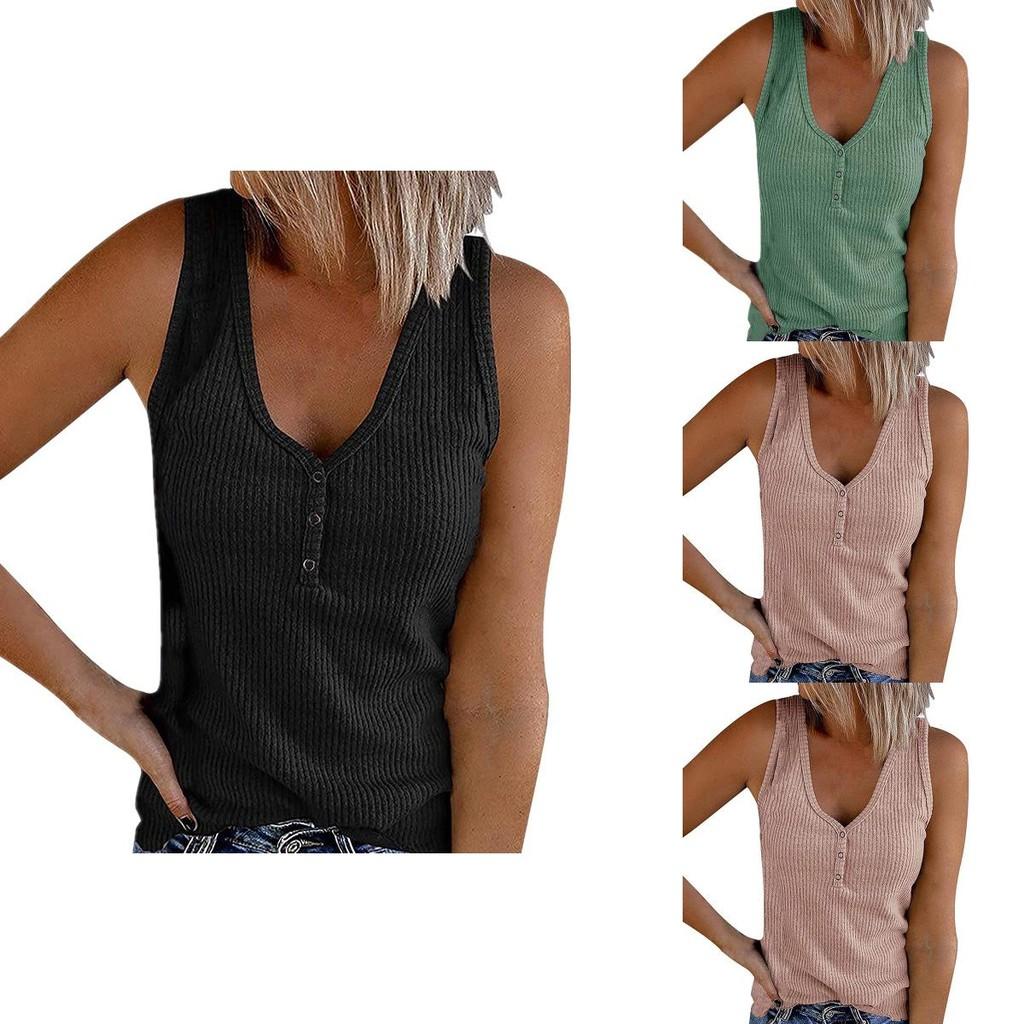 Stylish Women's Sleeveless Vest With V Neck And Ribbed Design For Summer Comfort